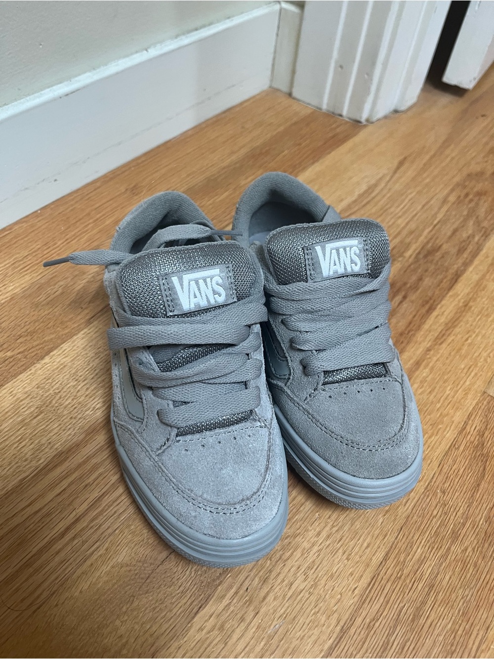 Vans Kids Gray Suede Low-Top Skate Sneakers